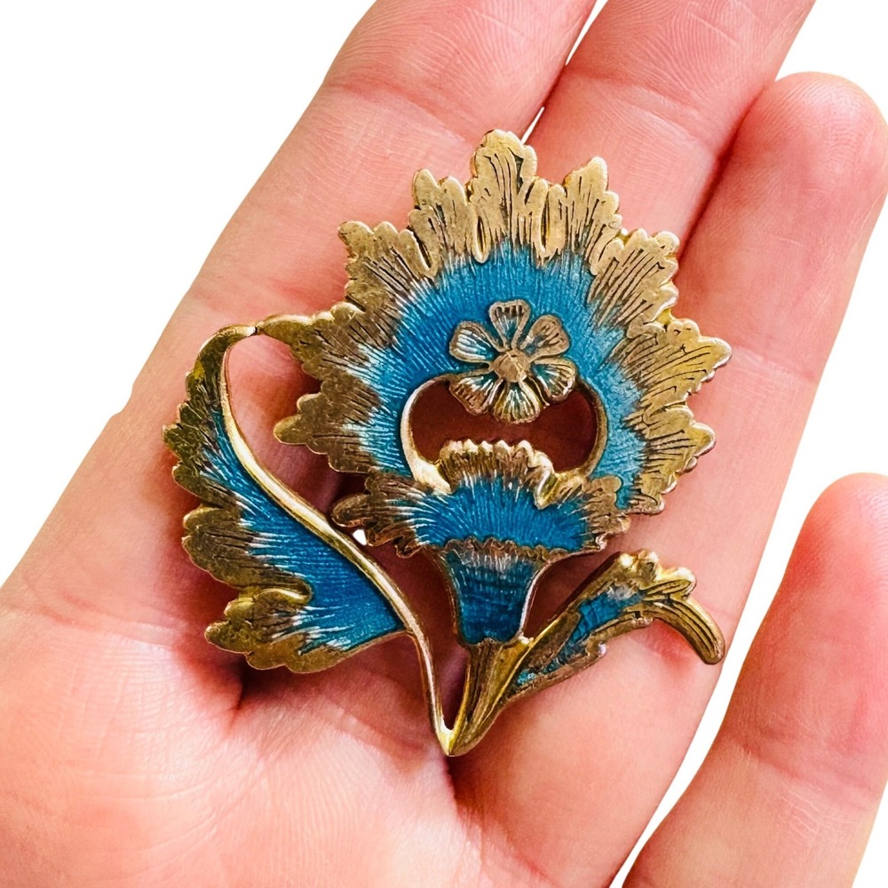 MMA Metropolitan Museum of Art Indian Mughal Brooch pin Pendant Blue 1985 Flower